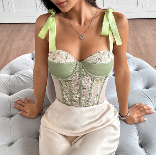 Floral Mesh Embroidered Underwire Bodysuit - Summer "Spicy Girl" Collection